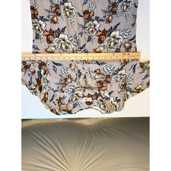Natural Life Womens Amelia Rose Crinkle Midi Floral Dress Size L Boho Gray - Picture 10 of 11